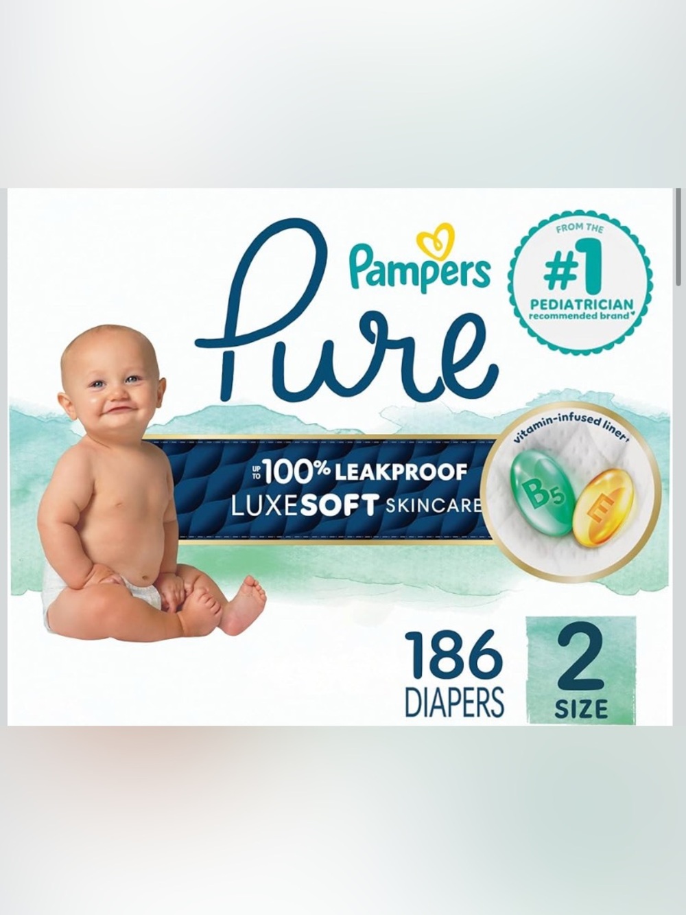 Pampers Pure Diapers Size 2 - 186 count
